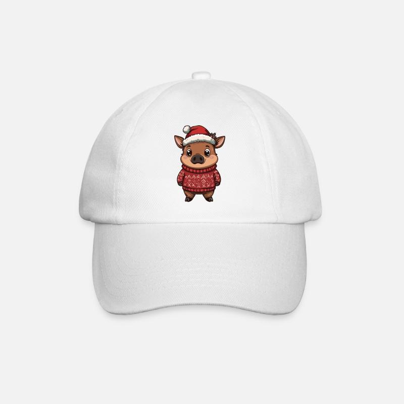 Cochon Noël Comique Sanglier - Casquette classique - blanc/blanc