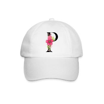Elegant letter 'P' with flowers - Baseball Cap - white/white - Front