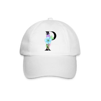 Elegant letter 'P' with flowers - Baseball Cap - white/white - Front