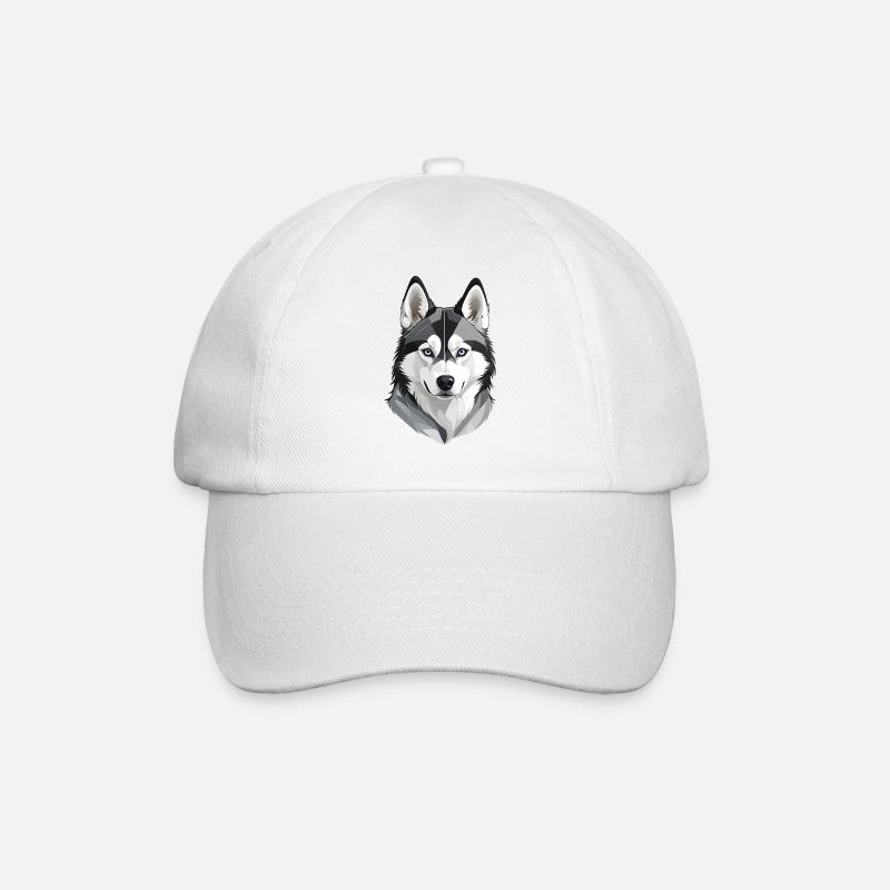 Niedlicher Husky-Kopf - Baseballkappe - Weiß/Weiß
