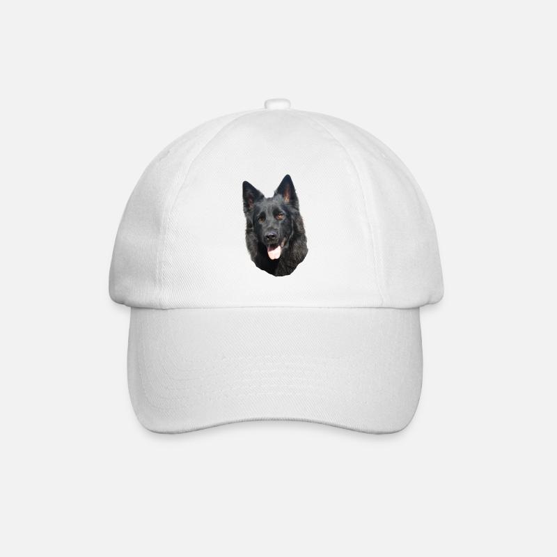 schwarzer Schäferhund Kopf - Baseballkappe - Weiß/Weiß