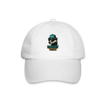 Badgery Style: Bear with Cap and Sunglasses - Baseball Cap - white/white - Front