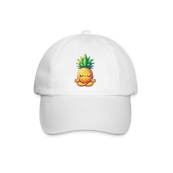 Süße Ananas Yoga Meditation Entspannung Cartoon - Baseballkappe - Weiß/Weiß - Vorne