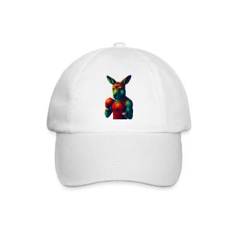 WPAP Style Animals - Kangaroo Boxer in Pose - Baseball Cap - white/white - Front