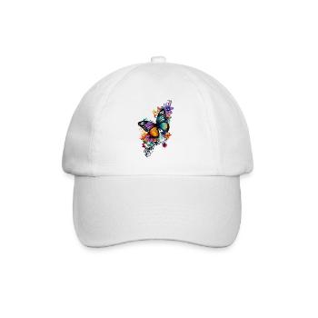 Schmetterling Blumen Bunt Farbenfroh Schön Kunst - Baseballkappe - Weiß/Weiß - Vorne