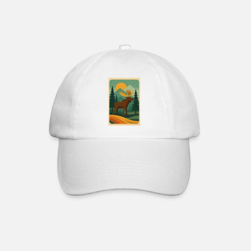 Majestic Moose – Retro Wilderness Vibes - Baseballkappe - Weiß/Weiß