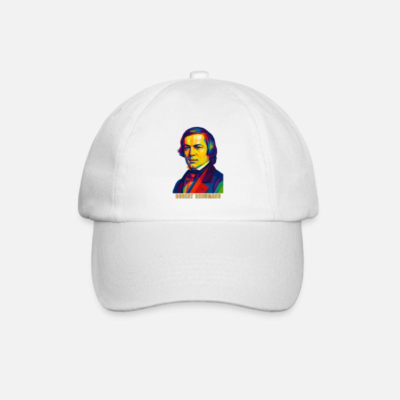 WPAP Polygon Portrait Robert Schumann Composer - Baseball Cap - white/white