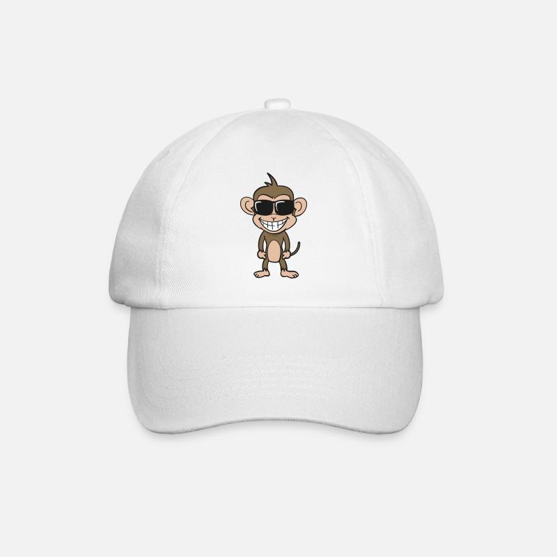 Cooler Affe mit Sonnenbrille - Baseballkappe - Weiß/Weiß