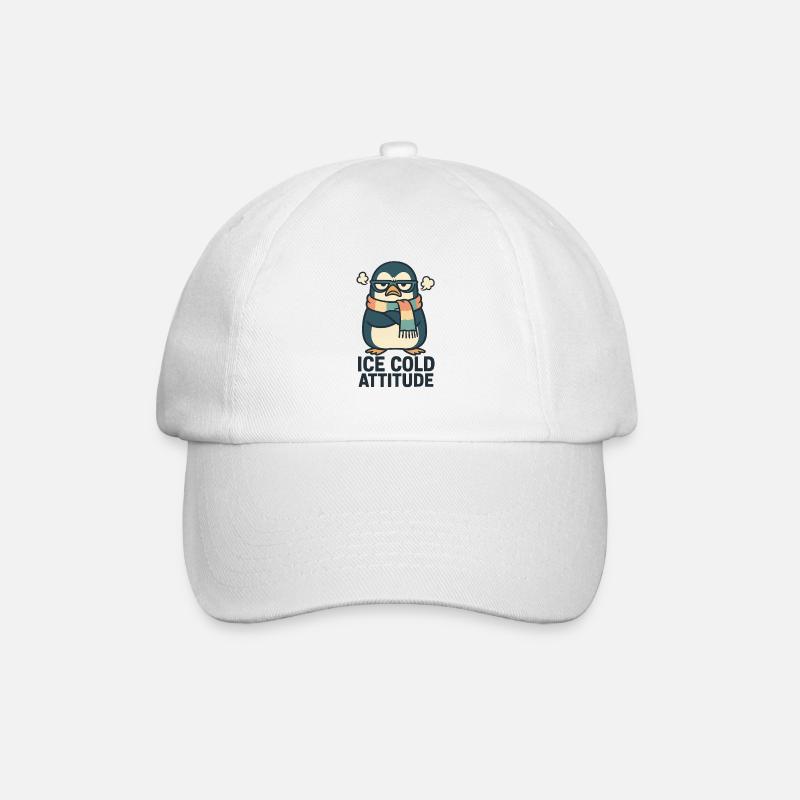 Eiskalte Haltung Pinguin - Baseballkappe - Weiß/Weiß