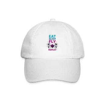 Eat Sleep Fly Repeat – Neon Drohnenpilot Routine - Baseballkappe - Weiß/Weiß - Vorne