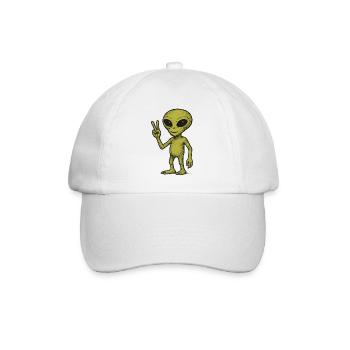 Peaceful Alien Peace Sign Illustration - Baseball Cap - white/white - Front