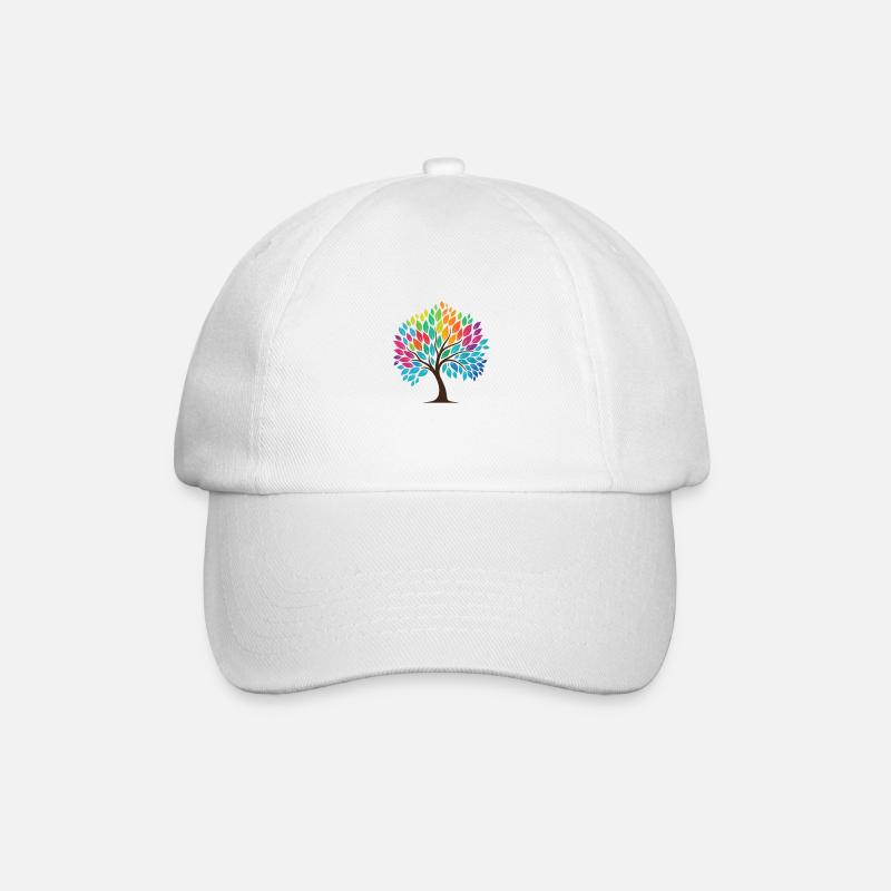 Lebensbaum im Regenbogendesign - Baseballkappe - Weiß/Weiß