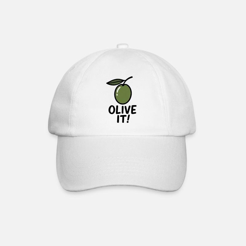 Olive illustration with slogan - Baseball Cap - white/white