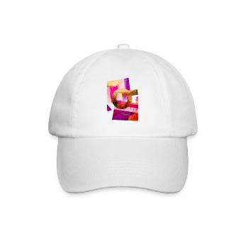 Abstraktes Design mit Gold, Pink und Lila - Baseballkappe - Weiß/Weiß - Vorne