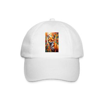 Fox flowers abstract fox lover gift - Baseball Cap - white/white - Front