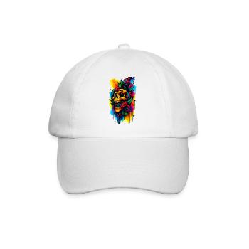 Crâne coloré avec couteau et feuilles - Casquette classique - blanc/blanc - Devant