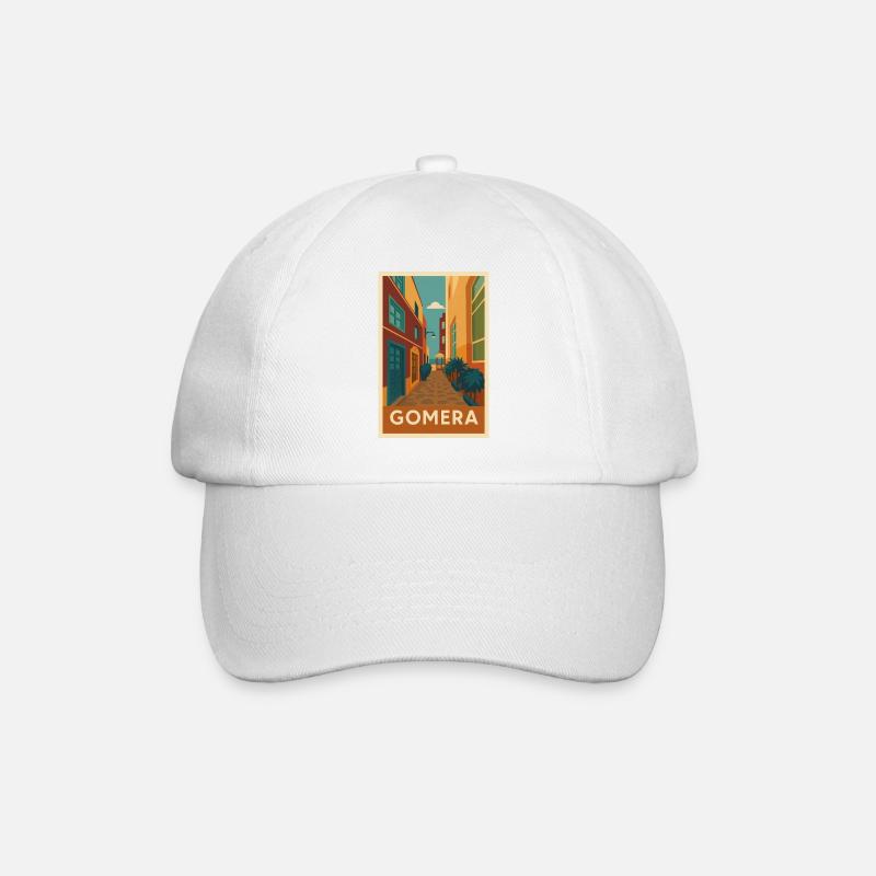 Affiche de rue de l’île de Gomera - Casquette classique - blanc/blanc
