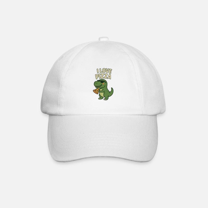 I Love Pizza Dino - Baseballkappe - Weiß/Weiß