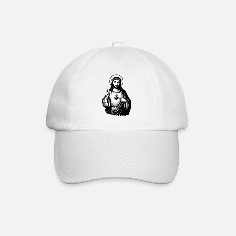 Herz Jesu StreetArt Stencil Stil - Baseballkappe - Weiß/Weiß