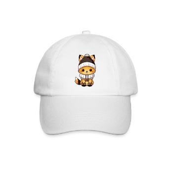 Fuchs Winter Tier Baby Comic - Baseballkappe - Weiß/Weiß - Vorne