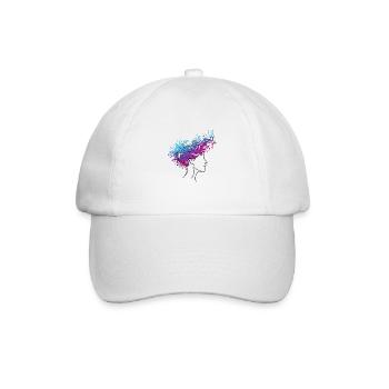 Cosmic Flux – Abstrakte Kopfillustration - Baseballkappe - Weiß/Weiß - Vorne