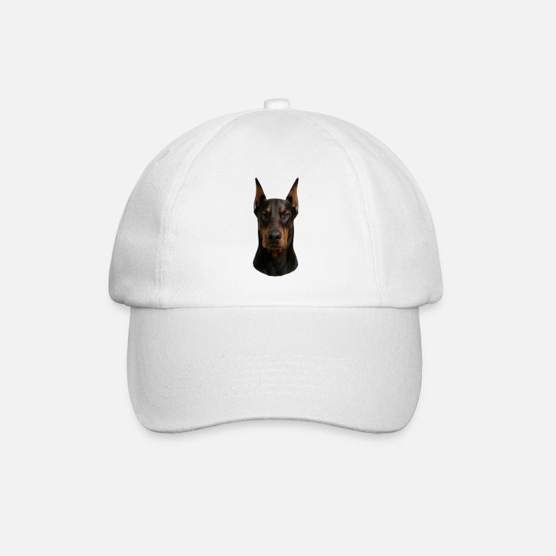 Dobermann Kopfporträt - Baseballkappe - Weiß/Weiß