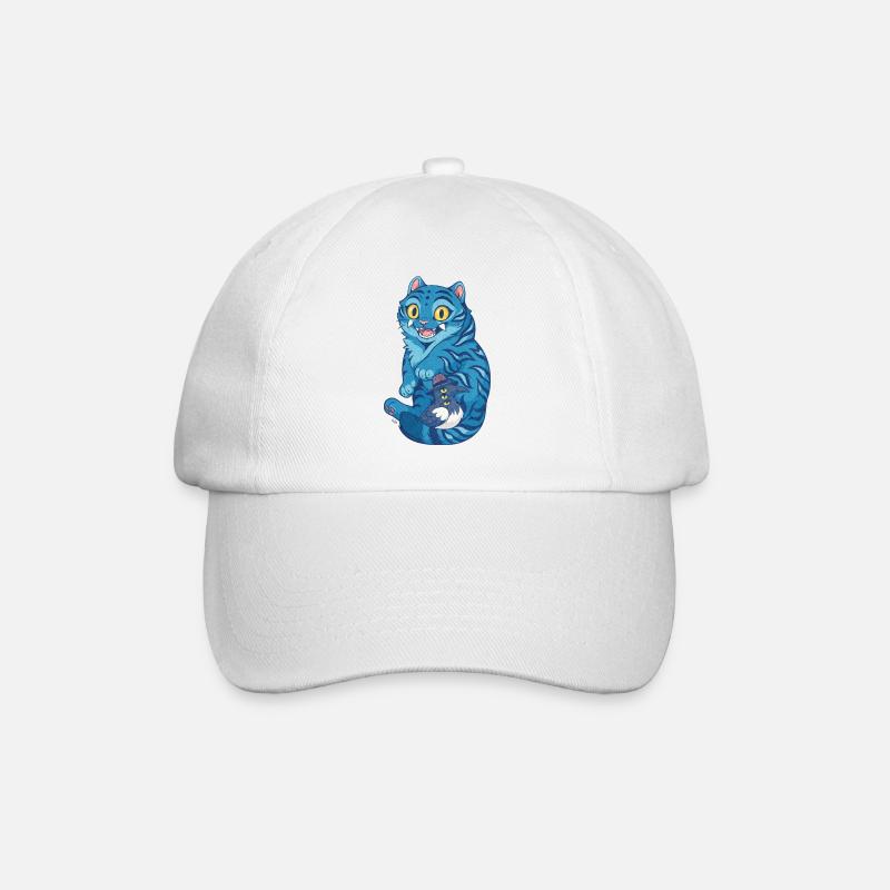 Blauer Tiger mit kleinem Vogelzauber - K-Pop Demon - Baseballkappe - Weiß/Weiß