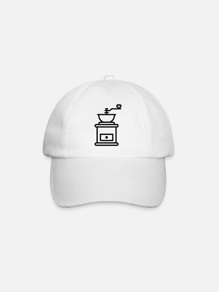 Kaffee-Liebe:  Kaffeemuehle mit Herz Vektor - Baseballkappe - Weiß/Weiß