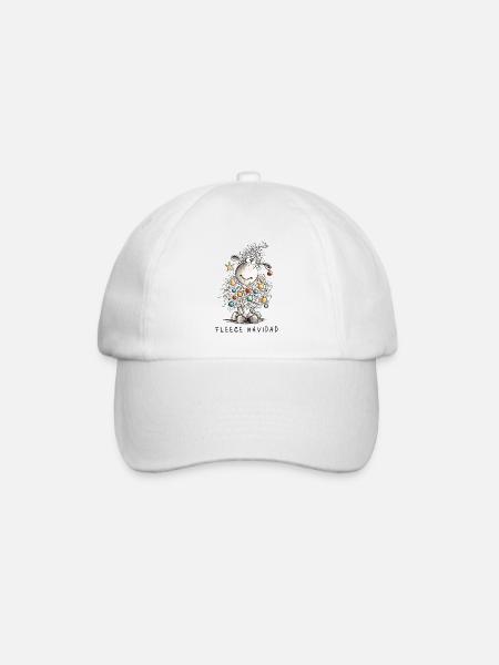 Fleece Navidad Christmas Sheep Cartoon Sheep - Baseball Cap - white/white