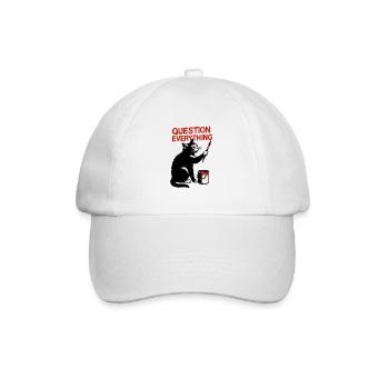 Questioning Everything: Cat Art - Baseball Cap - white/white - Front