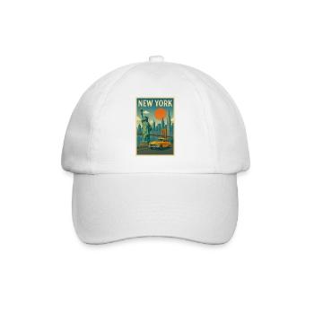 New York Retro City Travel Poster - Baseball Cap - white/white - Front