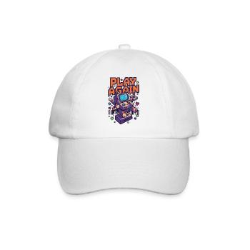 Play Again: Retro Cat Arcade - Baseball Cap - white/white - Front