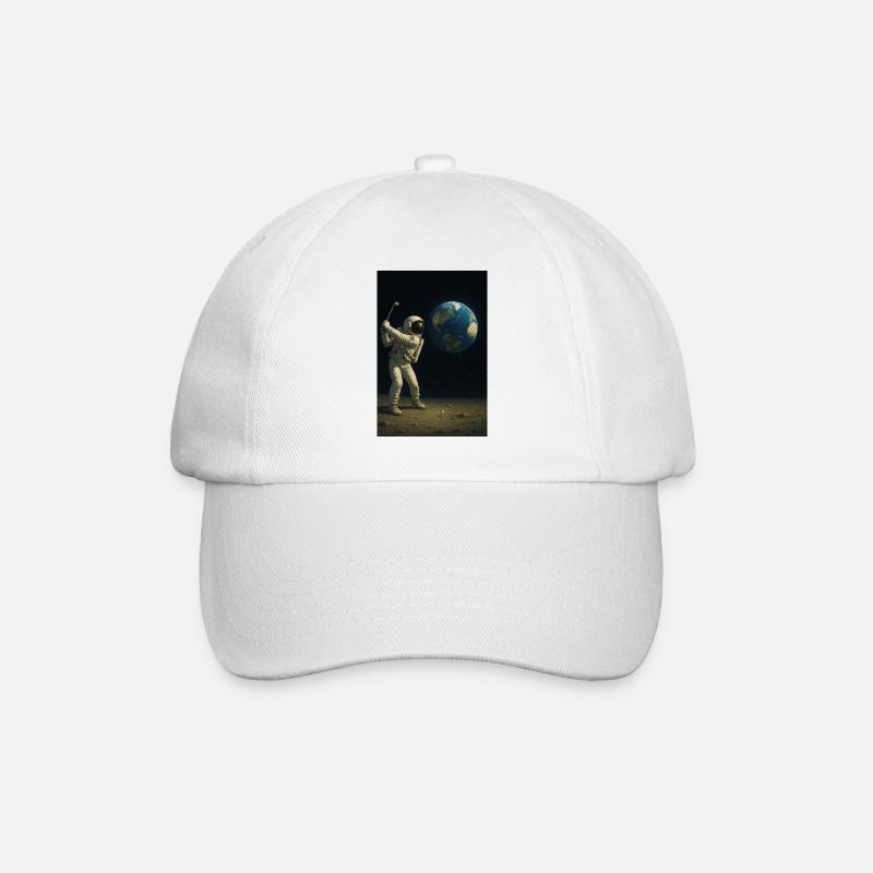 Astronaut Golf auf Mondwelt - Baseballkappe - Weiß/Weiß
