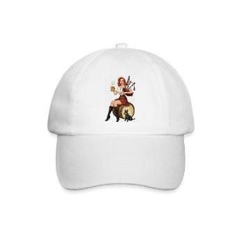 Schottisches Kilt-Pin-up-Bier und Pfeifen - Baseballkappe - Weiß/Weiß - Vorne
