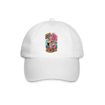 Flamingo Spruch Bin da – eskaliert eh - Baseballkappe - Weiß/Weiß - Vorne