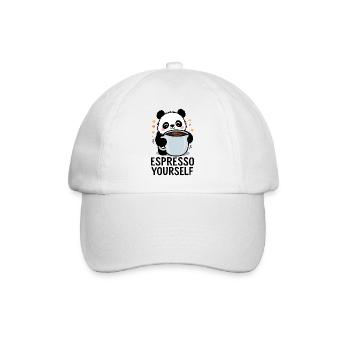 Espresso Yourself – Lustiges Panda-Kaffee Shirt - Baseballkappe - Weiß/Weiß - Vorne