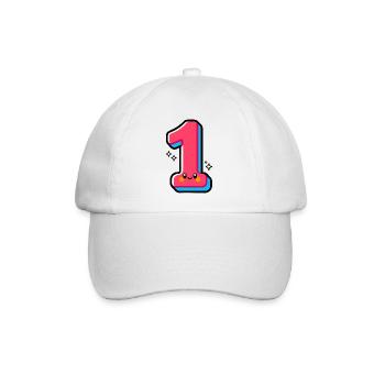 Number 1 Happy Pink Illustrated - Baseball Cap - white/white - Front