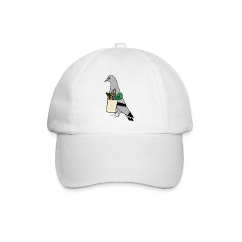 Pigeon Grocery Bag – Urban Minimal Illustration - Baseballkappe - Weiß/Weiß - Vorne