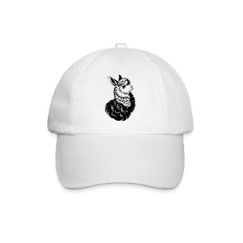 T-shirt tête de lama – Imprimé animal vintage noir - Casquette classique - blanc/blanc - Devant