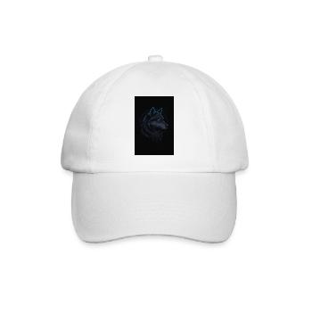Schwarzer Wolf neonblau - Baseballkappe - Weiß/Weiß - Vorne