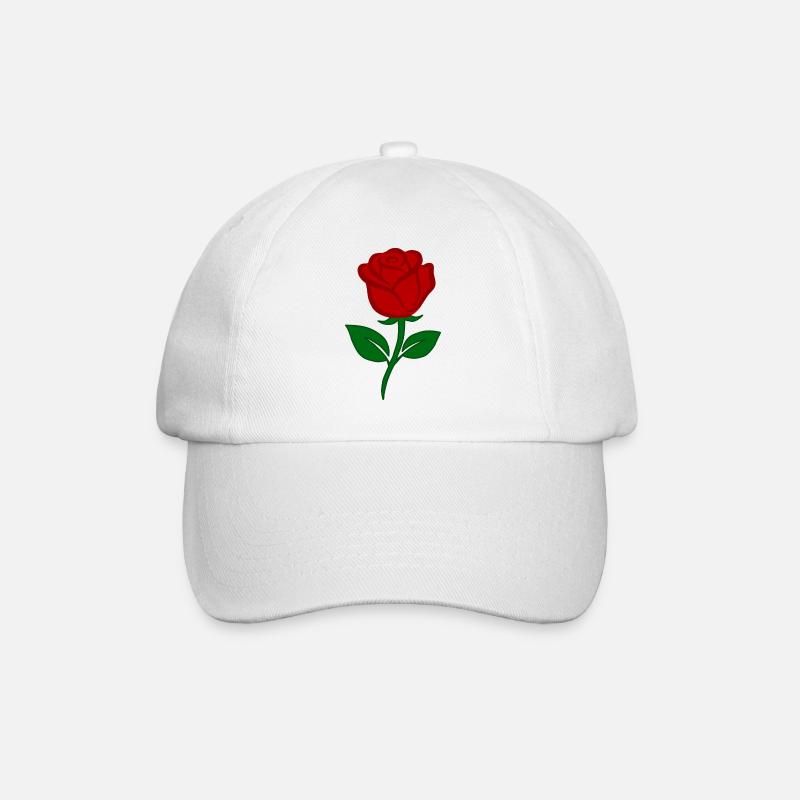Rote Rose - Baseballkappe - Weiß/Weiß