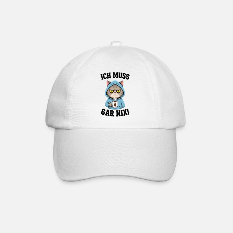 Ich Muss Gar Nix Katzen - Baseballkappe - Weiß/Weiß