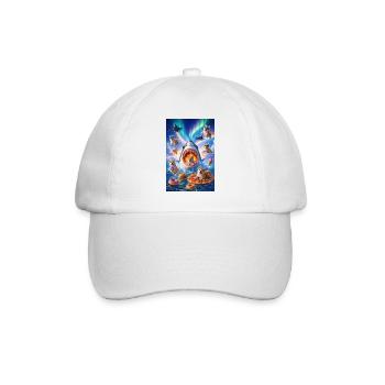 Shark with pizza & space dogs - Baseball Cap - white/white - Front