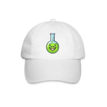 Grüne Alchemieflasche mit grimmigem Lächeln - Baseballkappe - Weiß/Weiß - Vorne