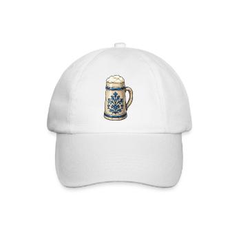 Blaue Blumendekor Biersteinkunst - Baseballkappe - Weiß/Weiß - Vorne