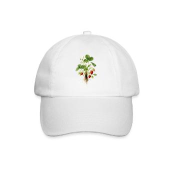 Strawberry Plant Botanical Vintage Motif - Baseball Cap - white/white - Front
