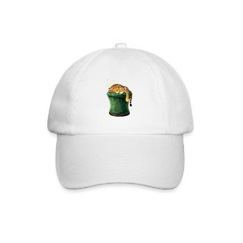 Schlafender Leopard auf Zylinderhut - Baseballkappe - Weiß/Weiß - Vorne
