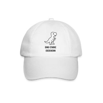 Dino-starke Erzieherin – Kita Abschiedsgeschenk - Baseballkappe - Weiß/Weiß - Vorne