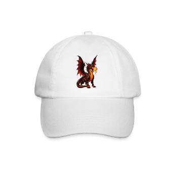 Feuerdrache Flammenatem - Baseballkappe - Weiß/Weiß - Vorne