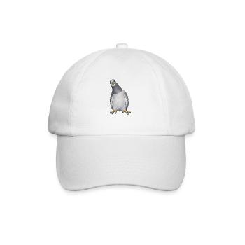 Pigeon portrait black and white illustration - Baseball Cap - white/white - Front